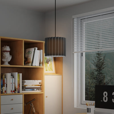 HOMCOM Linen Pendant Light, Modern Wave Ceiling Light Shade, E27 Lampshade for Living Room, Bedroom, Kitchen, Hallway, Black 