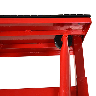 DURHAND 150KG Steel Motorbike Jack Lift Rubber Platform Crank Lift Manual Repair Clean Hoist Table Assist Off-Road Dirt Bike Stand Red 27.5/39.5 Hcm 