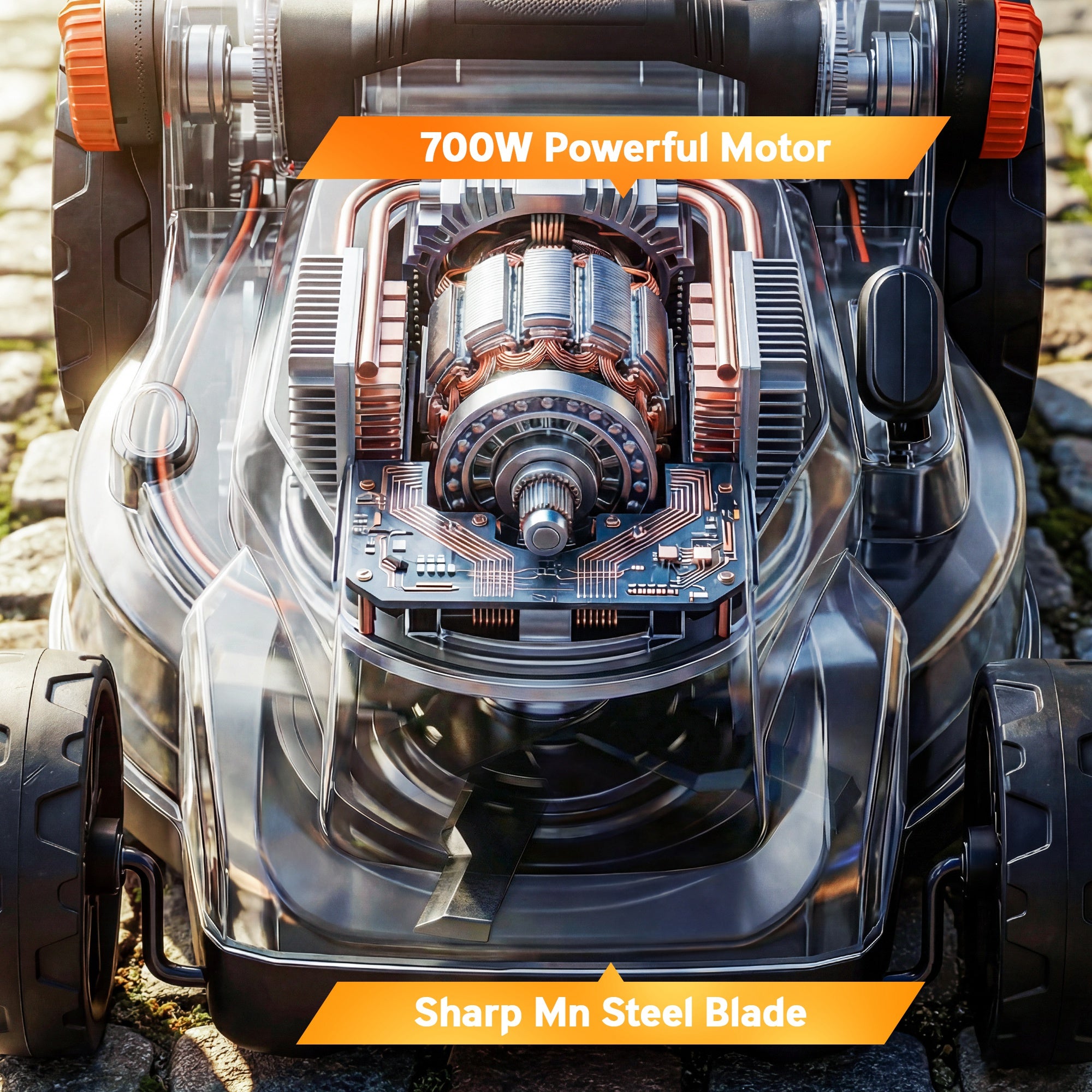 Outsunny 18V Cordless Lawnmower with 2 x 4Ah Batteries, Battery Lawn Mower with 34cm Cutting Width, Mulching Feature 