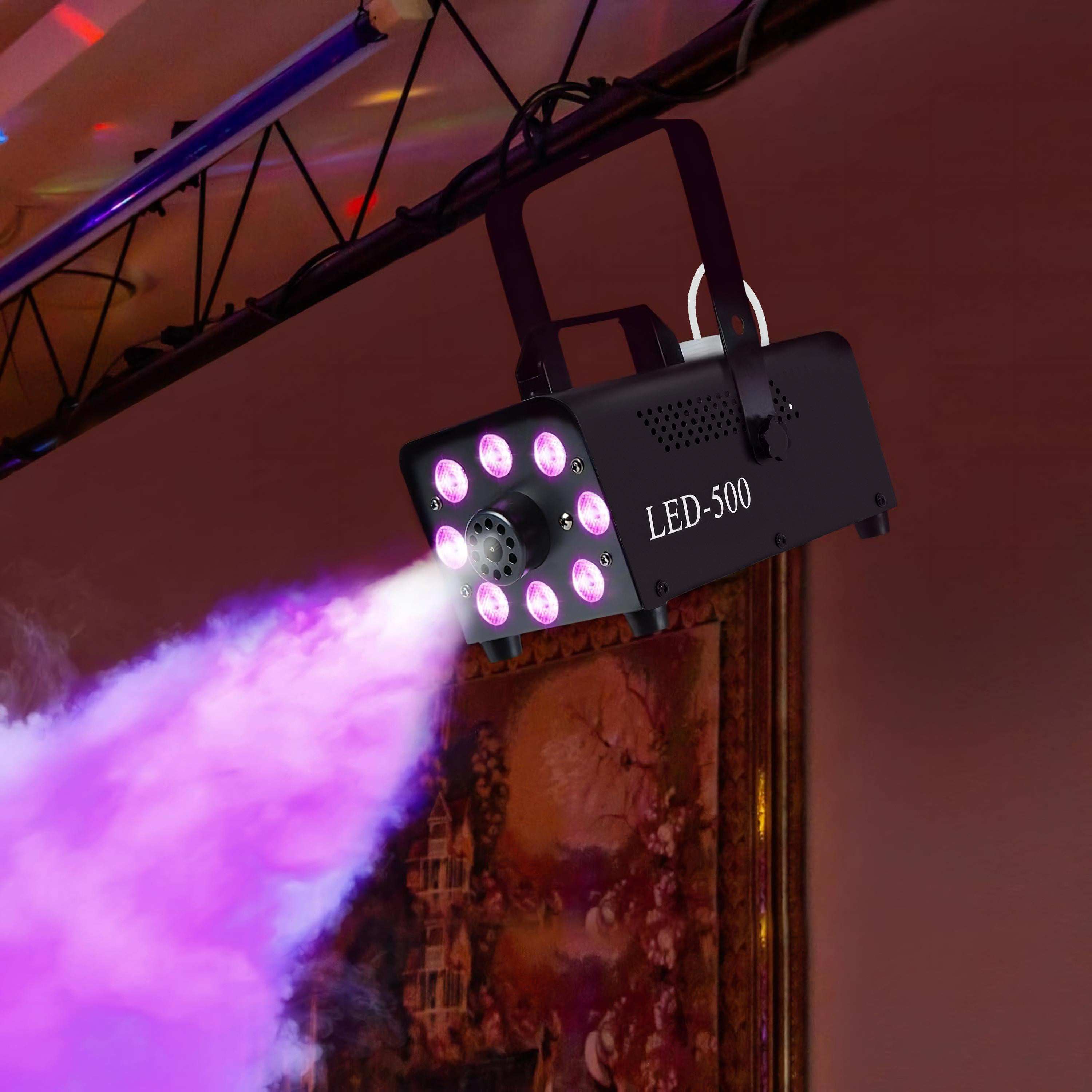HOMCOM Smoke Machine with 3 RGB LED Lights with 13 Colours and 4 Effects, 450W 2000CFM Fog Machine with Wired and Wireless Remote Controls for Halloween Christmas Wedding Party Disco Dj Stage Effect 