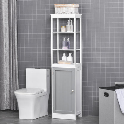 kleankin Tall Bathroom Cabinet Free Standing Slimline Cupboard Tallboy Unit Storage Organiser for Bathroom, Living Room, Kitchen 