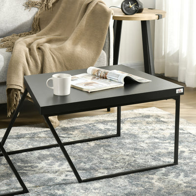 HOMCOM Coffee Table Set of 2, Industrial Nesting Table with Steel Frame and 8cm Thick Tabletop, Sofa Side End Table for Living Room, Rustic Brown 