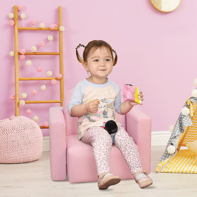 HOMCOM 2 In 1 Toddler Sofa Chair,  48 x 44 x 41 cm, for Game Relax Playroom, Pink 