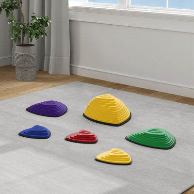 AIYAPLAY 6-Piece Stepping Stones for Kids, Stackable Sensory Toys Outdoor Indoor, Obstacle Course for Balance and Motor Skills 