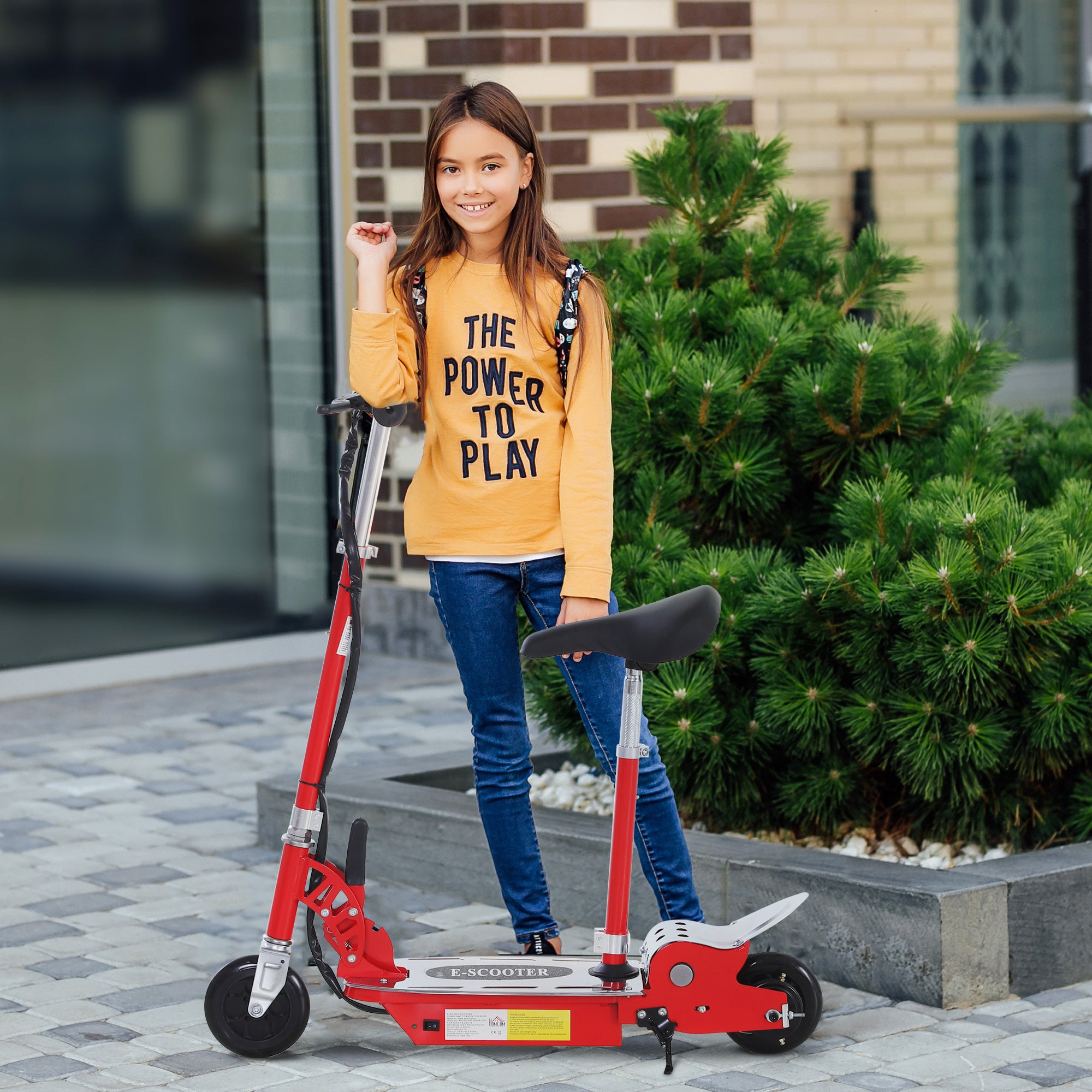 HOMCOM Foldable Electric Scooter for Teens Over 7 years old 12V Battery 120W-Red 