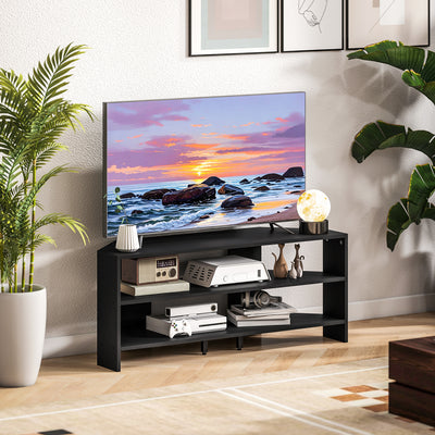 HOMCOM Corner TV Stand with 2 Open Shelves for 47 Inch TV - Black 