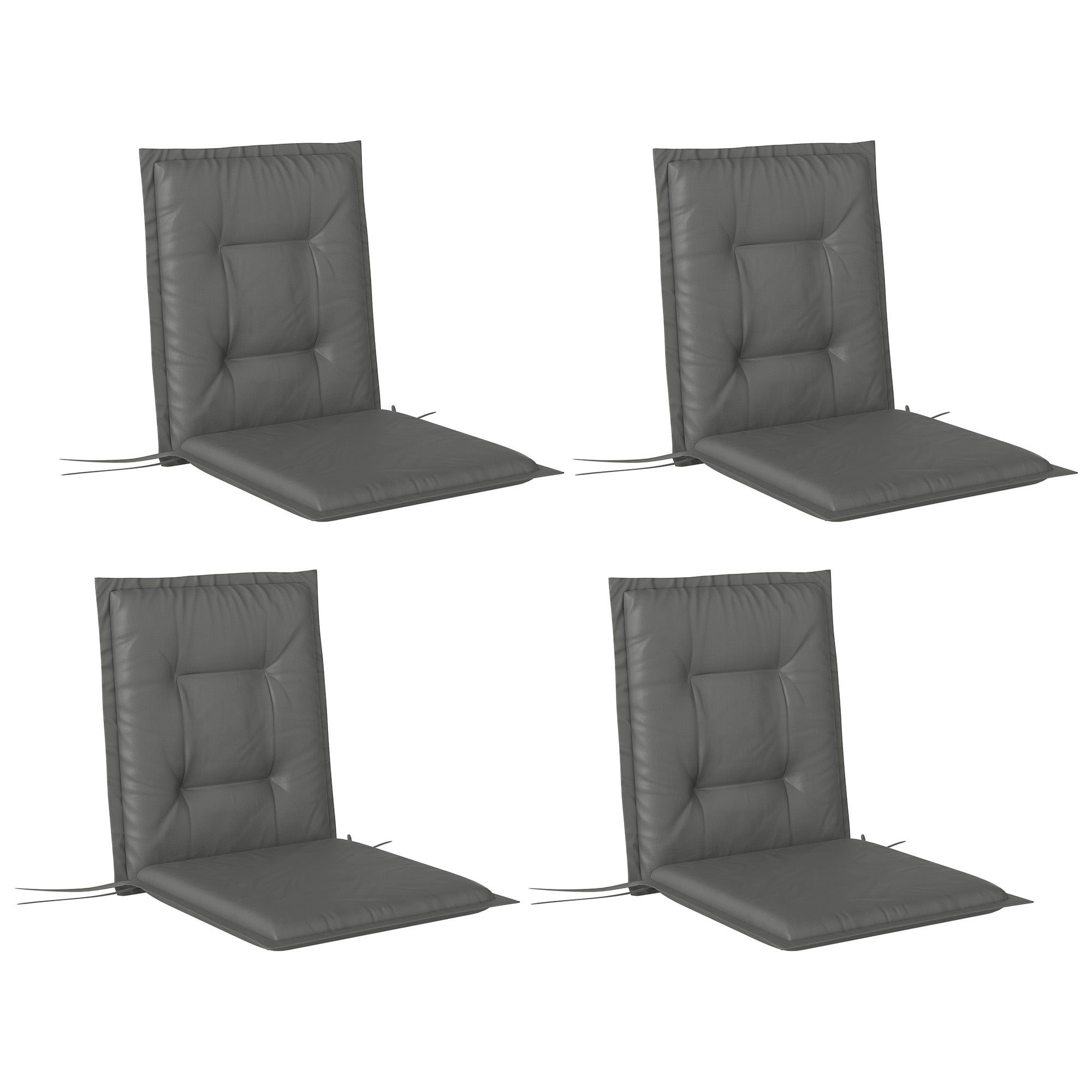 Outsunny Set of Four Padded Garden Seat Cushions - Light Grey 