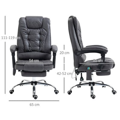 Vinsetto Heated 6 Points Vibration Massage Executive Office Chair Adjustable Swivel Ergonomic High Back Desk Chair Recliner with Footrest Dark Grey 