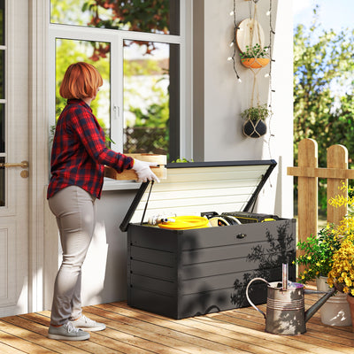 Outsunny 311L Galvanised Steel Garden Storage Box - Dark Grey 