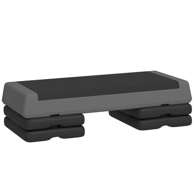 SPORTNOW Fitness Stepper, 3-Height Adjustable Aerobic Step, Non-Slip Exercise Step Board for Home Gym Office Workout, 10.5cm, 15.5cm, 20.5cm, Grey 