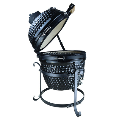 Outsunny Cast Iron Ceramic Charcoal BBQ Oven Black 