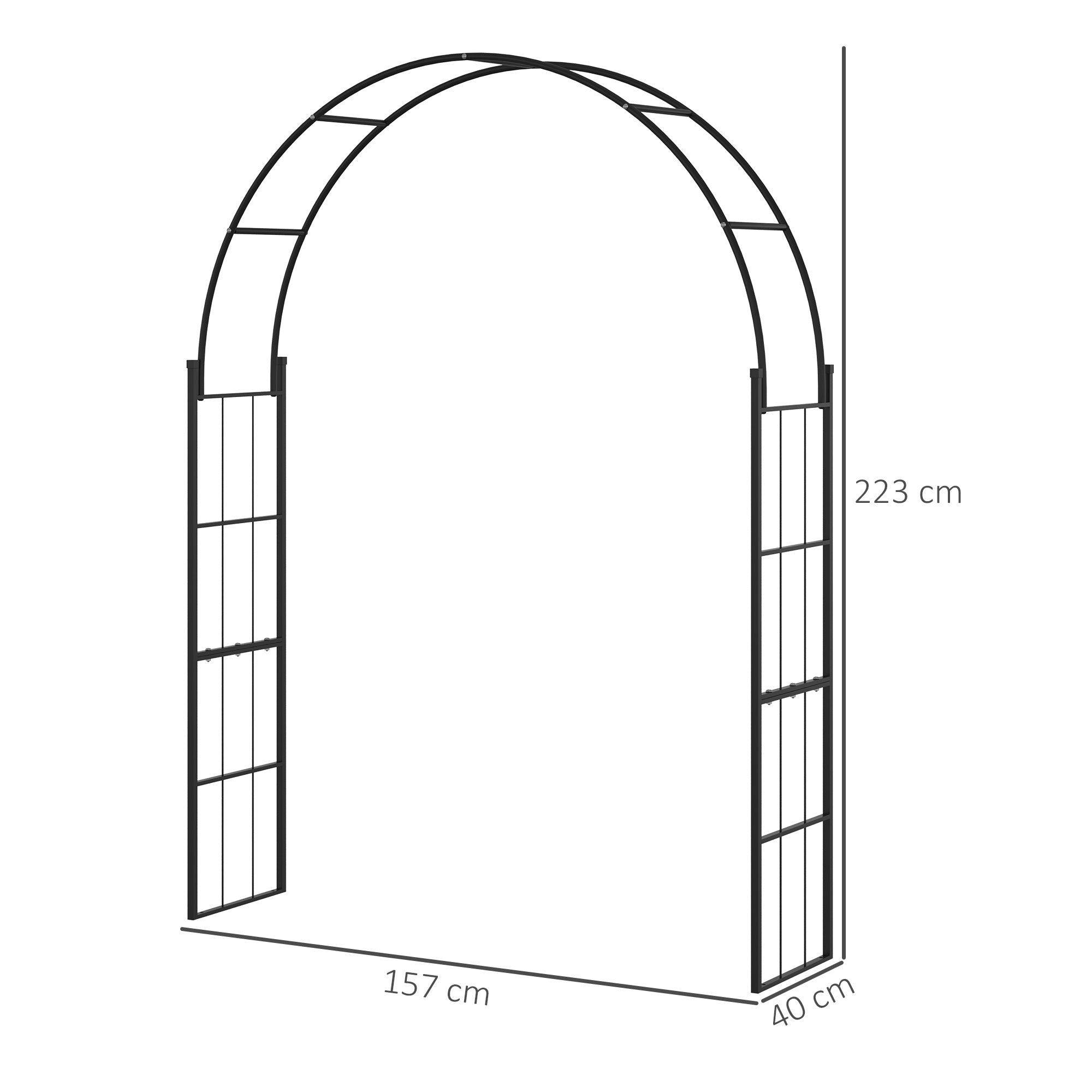 Outsunny 223cm Garden Arch Trellis, Outdoor Wedding Arbor for Ceremony for Climbing Roses, Vines and Plants 