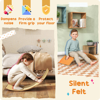 AIYAPLAY Wooden Balance Board for Kids, Wobble Board with Silent Felt for Sensory Play, Orange 