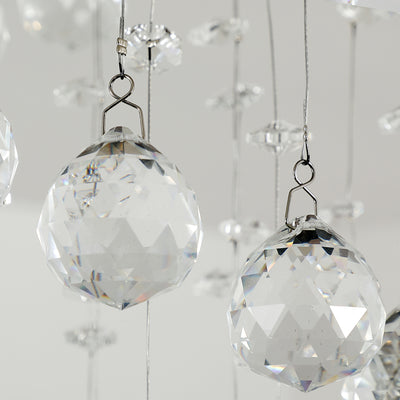 HOMCOM Metal Crystal Ceiling Light Chandelier Elegant Pendant Lamp Living Room Stairway Stairway Spiral Rain Drop Pendant Lamp Silver 