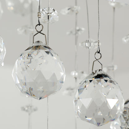 HOMCOM Metal Crystal Ceiling Light Chandelier Elegant Pendant Lamp Living Room Stairway Stairway Spiral Rain Drop Pendant Lamp Silver 