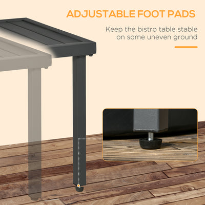 Outsunny Garden Side Table, 51x51cm Square Patio Coffee Table with Umbrella Hole, End Table with Steel Frame for Balcony, Grey 
