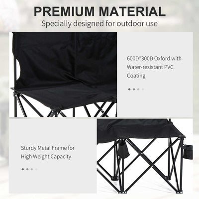Outsunny 6 Seater Folding Camping Chair with Cup Holder & Carry Bag - Black 