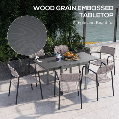 Outsunny Aluminium and Steel Expanding Six-Seater Garden Table - Grey 