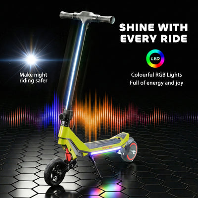 SPORTNOW Electric Scooter for Kids, Foldable E Scooter for Age Age 6+ with LED Display, RGB lights, Up to 16km/h, Green 