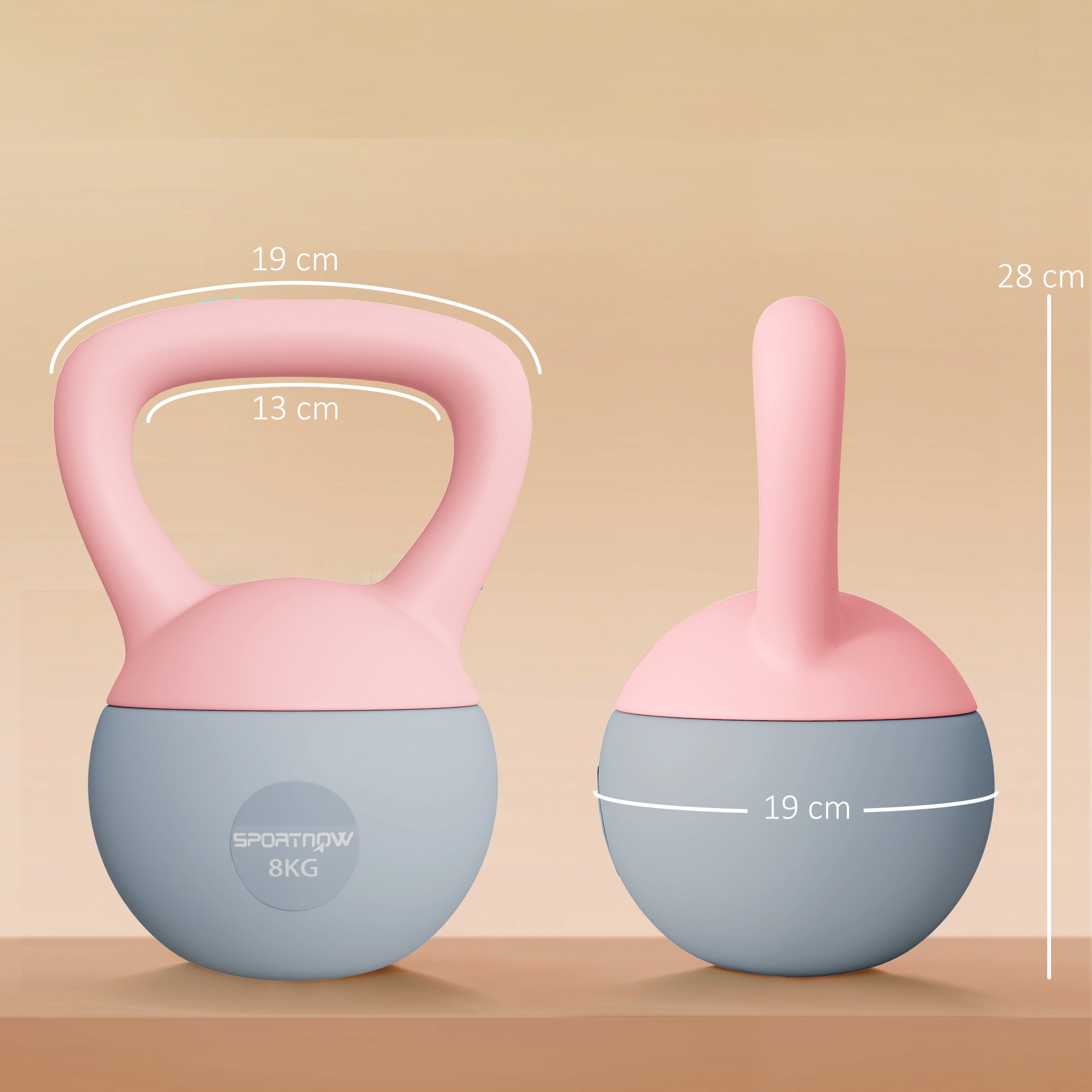 SPORTNOW 8KG Soft Kettlebell, Kettlebell with Non-Slip Handle for Home Gym, Weight Lifting, Strength Training, Pink/Grey