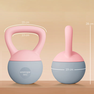 SPORTNOW 8KG Soft Kettlebell, Kettlebell with Non-Slip Handle for Home Gym, Weight Lifting, Strength Training, Pink/Grey 