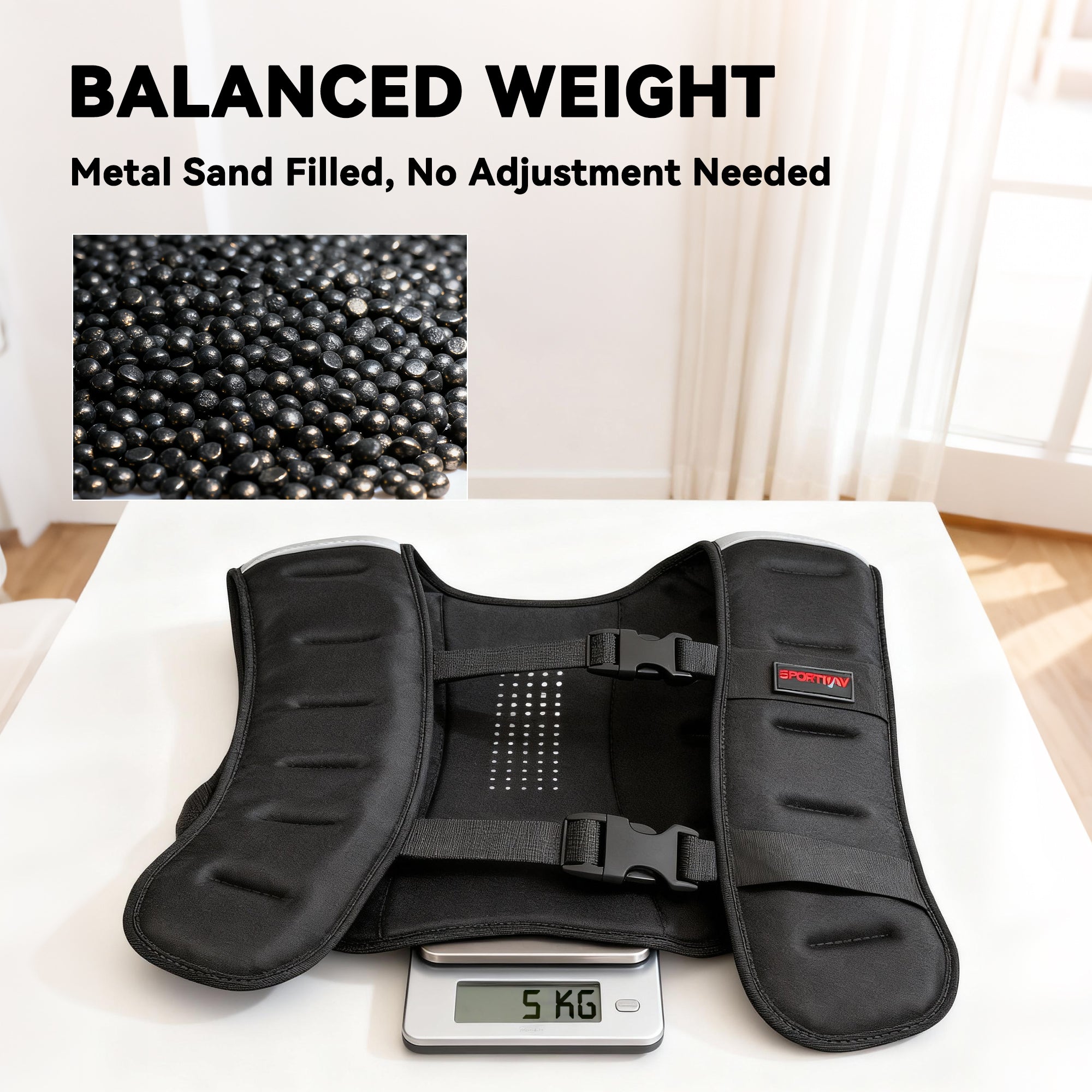 SPORTNOW Weighted Vest, 5 kg Weight Vest with Adjustable Straps, Reflective Strips, Black 