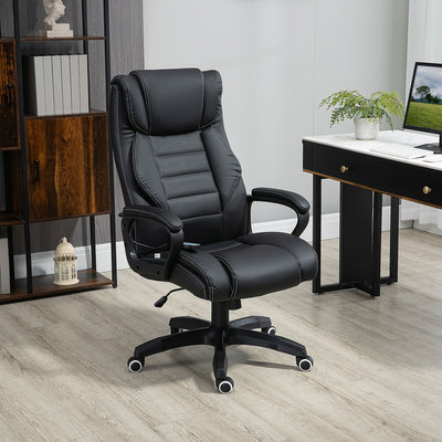 Vinsetto High Back Executive Office Chair 6- Point Vibration Massage Extra Padded Swivel Ergonomic Tilt Desk Seat, Black 