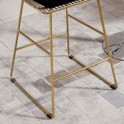 HOMCOM Set of 2 Bar stools Modern Counter Height Wire Metal Bar chairs for Kitchen, Bar Counter, Gold 