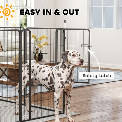 PawHut 8 Panels Heavy Duty Dog Playpen with Door Indoor Outdoor, for Large Dogs, 100cm High 