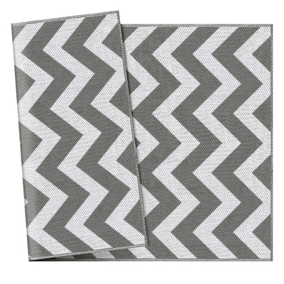 Outsunny Reversible Outdoor Rug, 1.2 x 1.8m Patio Carpet, Waterproof Plastic Rug for Garden, Deck, Picnic, Beach, Camping, Grey and White 