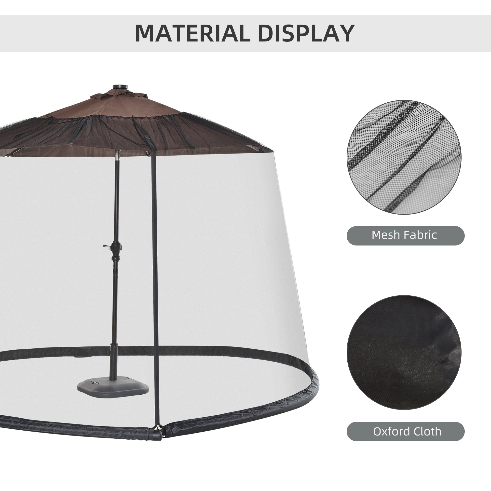Outsunny 2.3m Umbrella Table Screen Outdoor Patio Cover Mosquito Insect Net Zipped Door 