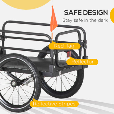 HOMCOM Steel Bike Trailer with Triple Safety, Wagon Bicycle Trailer with Suspension, 2 Wheels Outdoor Storage Carrier, Black 