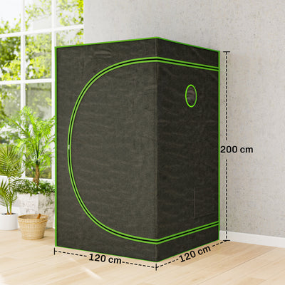 Outsunny Grow Tent 120 x 120 x 200 cm, Reflective Mylar Hydroponic Growing Tent with 600D Oxford Fabric, Observation Window, Vent, Zipper Door for Indoor Plant Growing, Black 