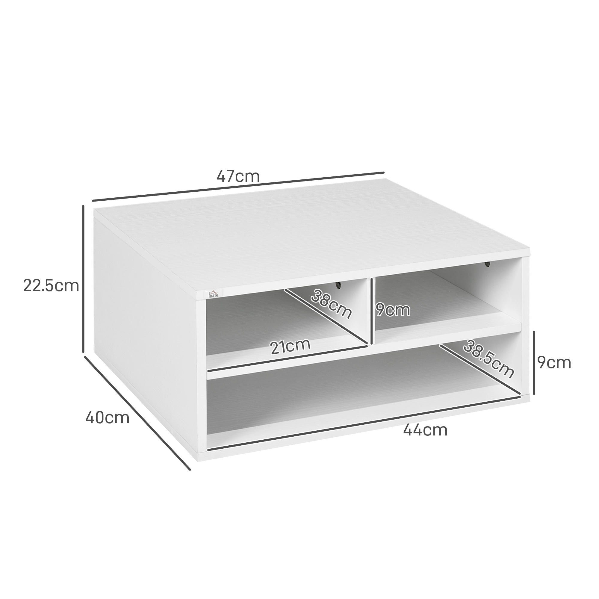 HOMCOM Three-Compartment Printer Storage Cabinet - White 