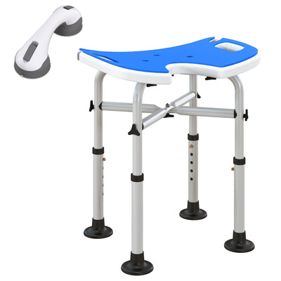 HOMCOM 39-51.5cm 'U' Seat Padded Shower Stool - Dark Blue 