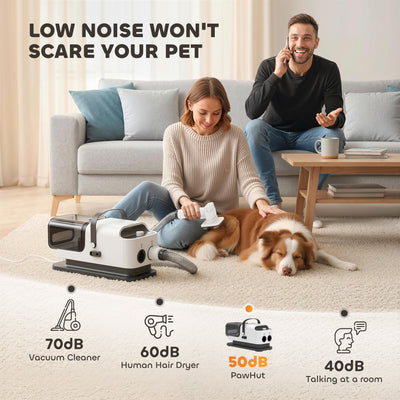 PawHut 5 in 1 Dog Grooming Vacuum & Dryer w/ Clipper, 1.8L Canister, 4 Modes Blow Temperature 