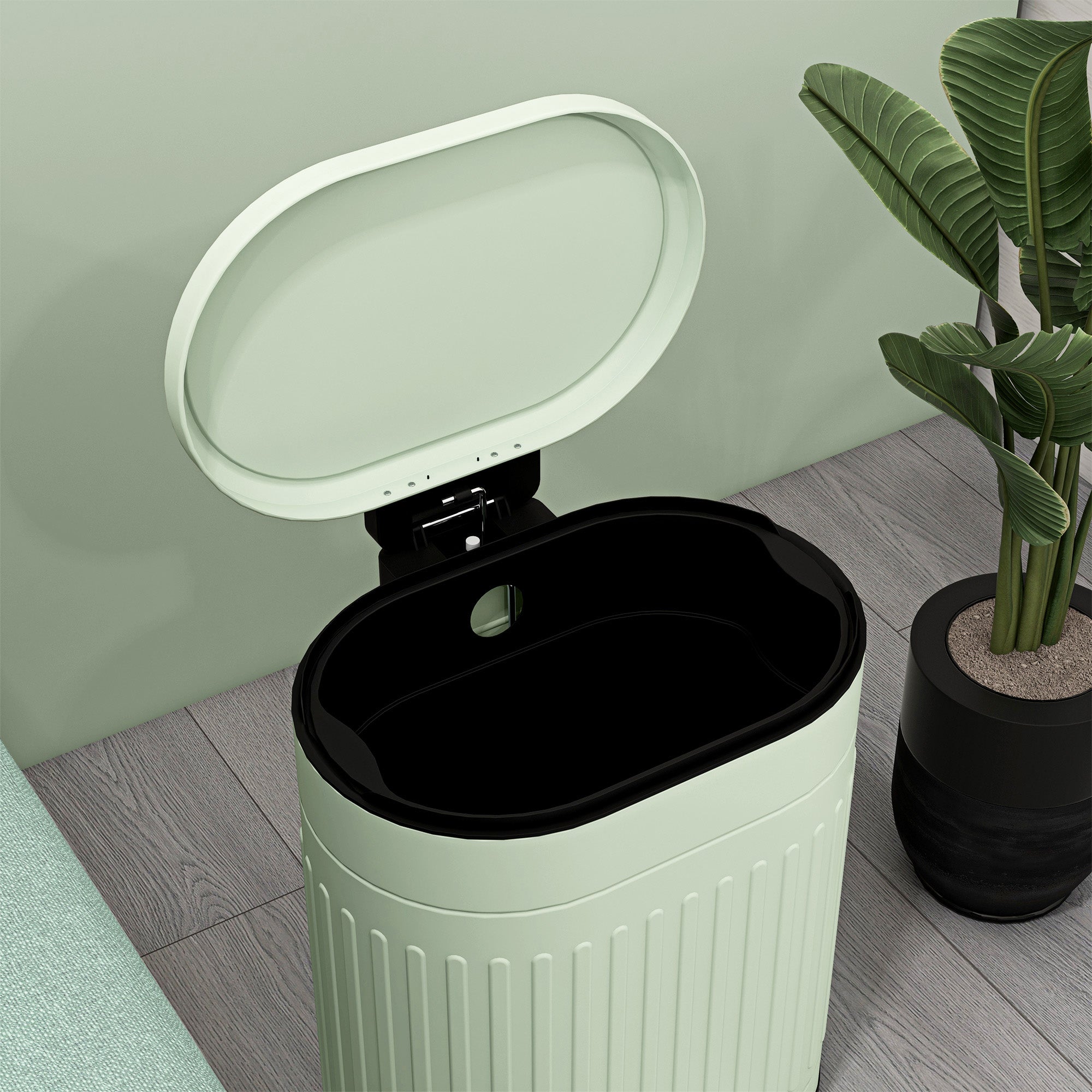 HOMCOM 20L Metal Kitchen Bin, with Soft-Close Lid - Light Green 