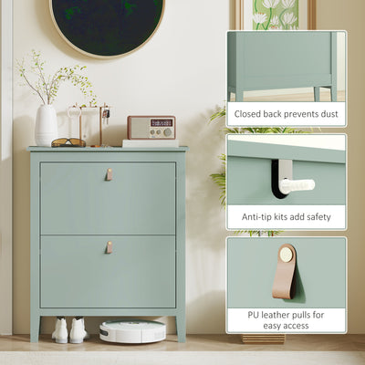 HOMCOM Modern Two-Drawer Shoe Cabinet - Green 