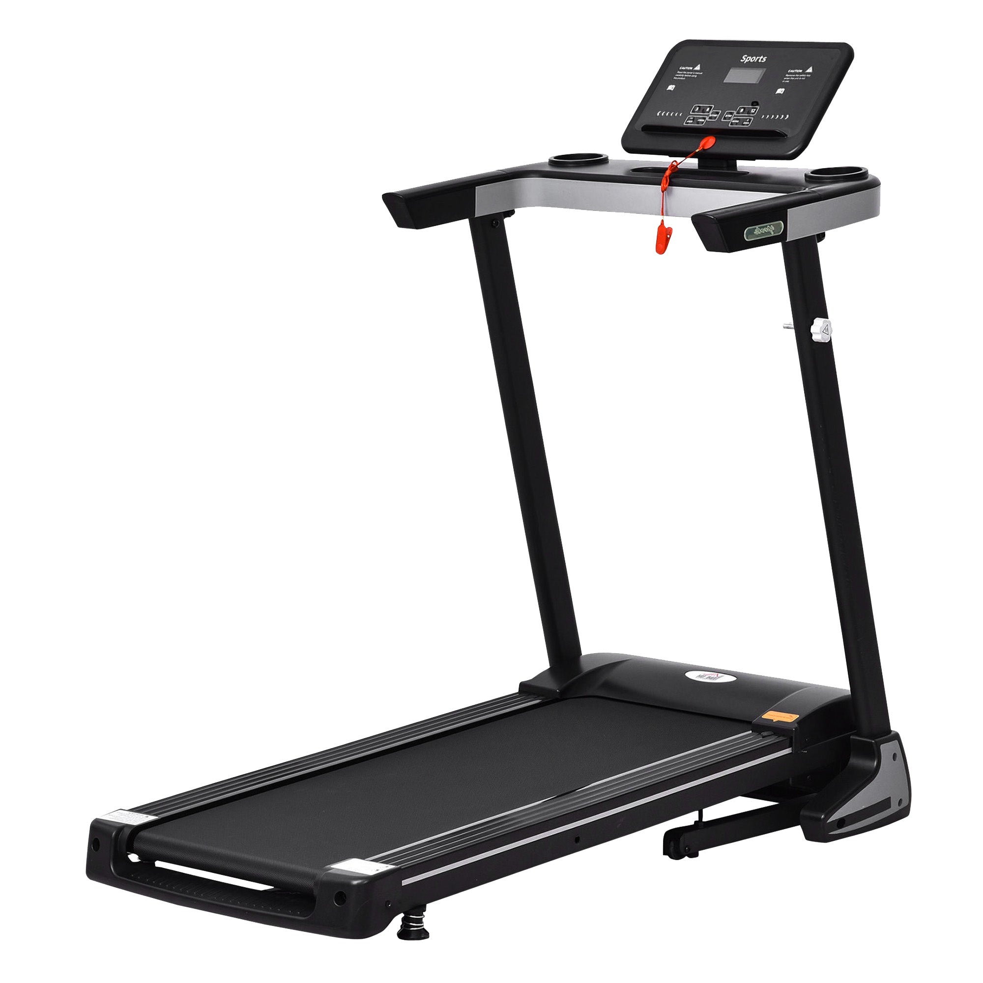 HOMCOM Folding Treadmill for Home Motorised Running Machine w/ LCD Display Black 