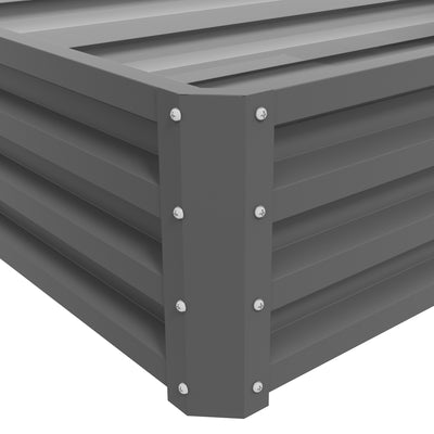Outsunny Raised Beds for Garden, Galvanised Outdoor Planters for Herbs and Vegetables, for Patio, Garden, Balcony, Light Grey 