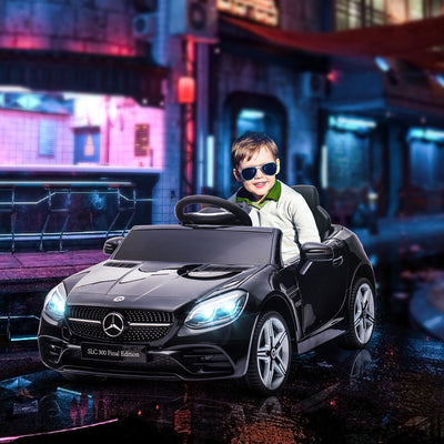 AIYAPLAY Benz SLC 300 Licensed 12V Electric Car for Kids, Kids' Electric Ride on with Parental Remote, Music Lights, Suspension Wheels for 3-6 Years, Black 