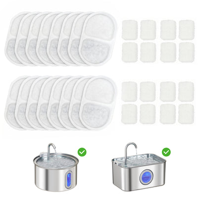 PawHut 16 Pack Cat Water Fountain Filters, Replacement Filters Set for 3.2L/2.5L Automatic Pet Fountain