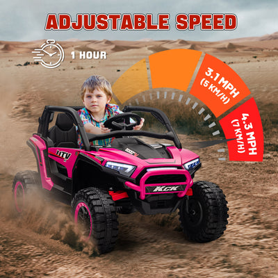 AIYAPLAY 2 Seater 24V 7AH Ride on Truck, Battery Powered Electric Ride On Car w/ Remote, Suspension, 3 Speeds - Pink 