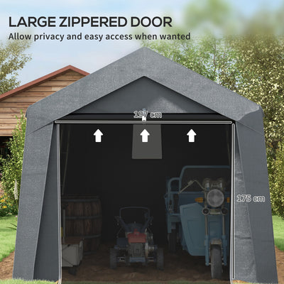 Outsunny 3.6 x 2.1m Portable Outdoor Shed, with Window - Dark Grey 