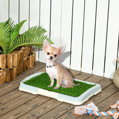 PawHut Puppy Training Pad, Indoor Portable Puppy Pad, with Artificial Grass, Grid, Panel, Tray, 46.5 x 34cm 