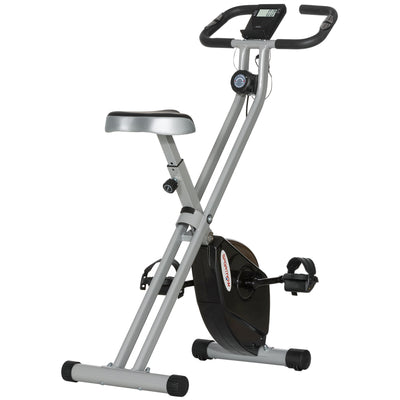 SPORTNOW Folding and Quiet Exercise Bike with 8-Level Magnetic Resistance and Heart Rate Sensor, for Home Gym, Black and Grey 