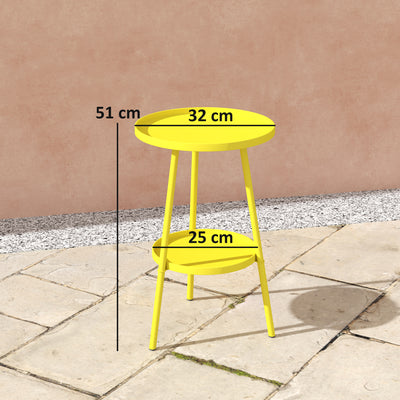 Outsunny Two-Tier Metal Garden Table - Yellow 