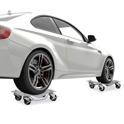 DURHAND 2 PCS Car Wheel Dollies with Swivel Casters, 680kg Capacity Car Dolly Skates Wheel Dolly Set with Non-Slip Metal Plates, Grey 