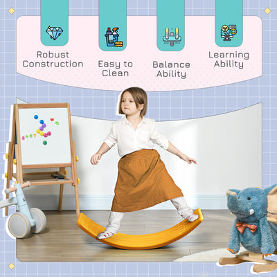 ZONEKIZ Balance Board Kids Wobble Board, Stepping Stone, Montessori Toy for Children, Nursery Toy, for Ages 3-6 Years, 82 x 27.5 x 19.5cm - Orange 