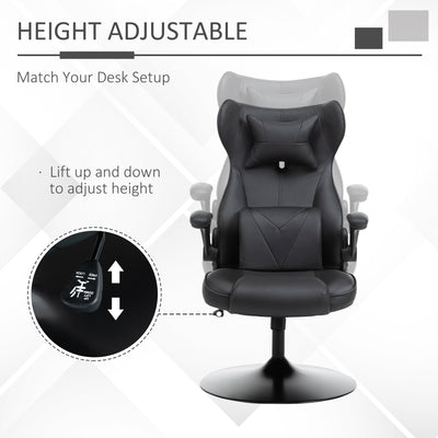 Vinsetto Video Game Chair with Lumbar Support, Racing Style Home Office Chair, Computer Chair with Swivel Base, Flip-up Armrest and Headrest, Black 